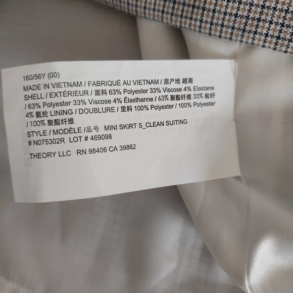 Theory Mini Skirt in "Clean Suiting" Tan Multi size 00 - Picture 6 of 7